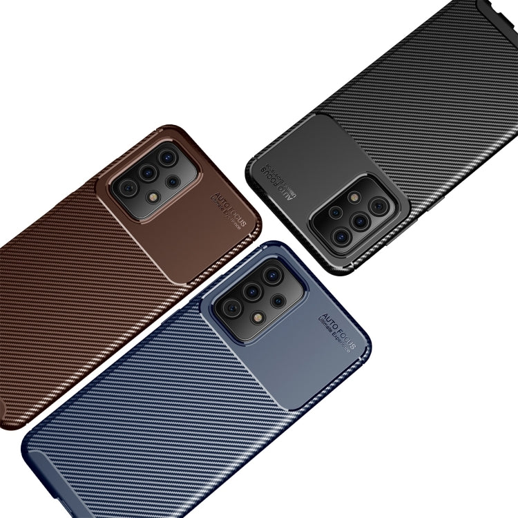 For Samsung Galaxy A72 5G / 4G Carbon Fiber Texture Shockproof TPU Case(Brown) by buy2fix