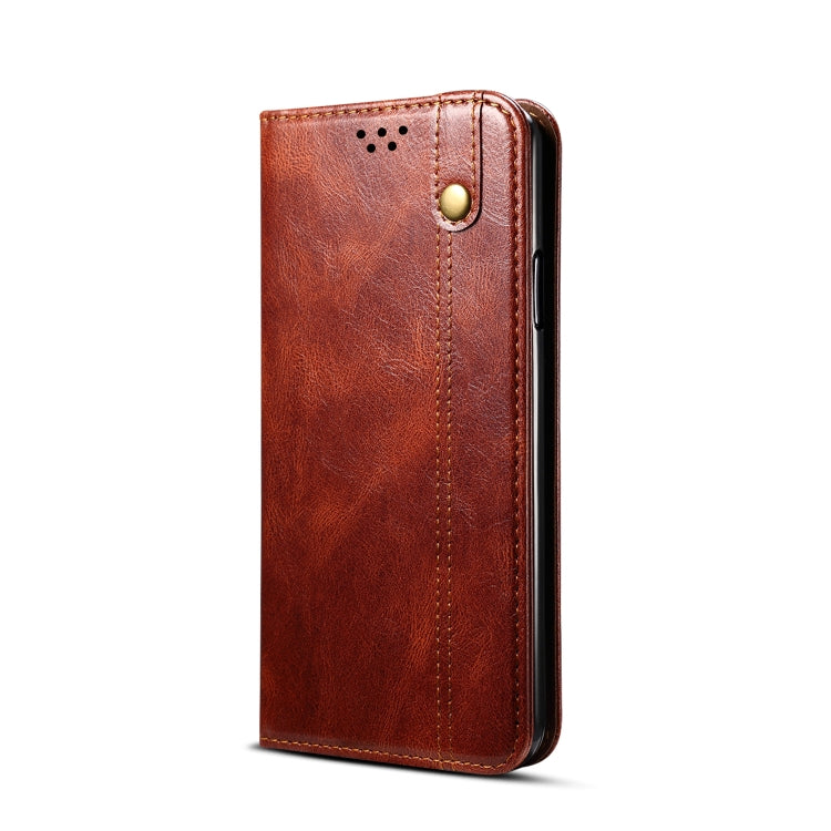 For Samsung Galaxy A12 5G Simple Wax Crazy Horse Texture Horizontal Flip Leather Case with Card Slots & Wallet(Brown) - Galaxy Phone Cases by buy2fix | Online Shopping UK | buy2fix