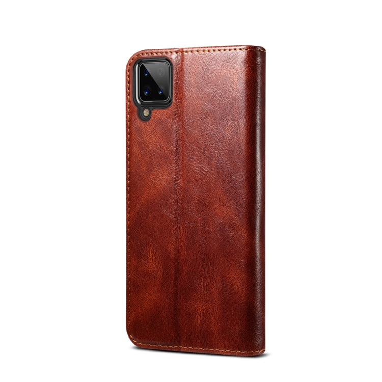 For Samsung Galaxy A12 5G Simple Wax Crazy Horse Texture Horizontal Flip Leather Case with Card Slots & Wallet(Brown) - Galaxy Phone Cases by buy2fix | Online Shopping UK | buy2fix
