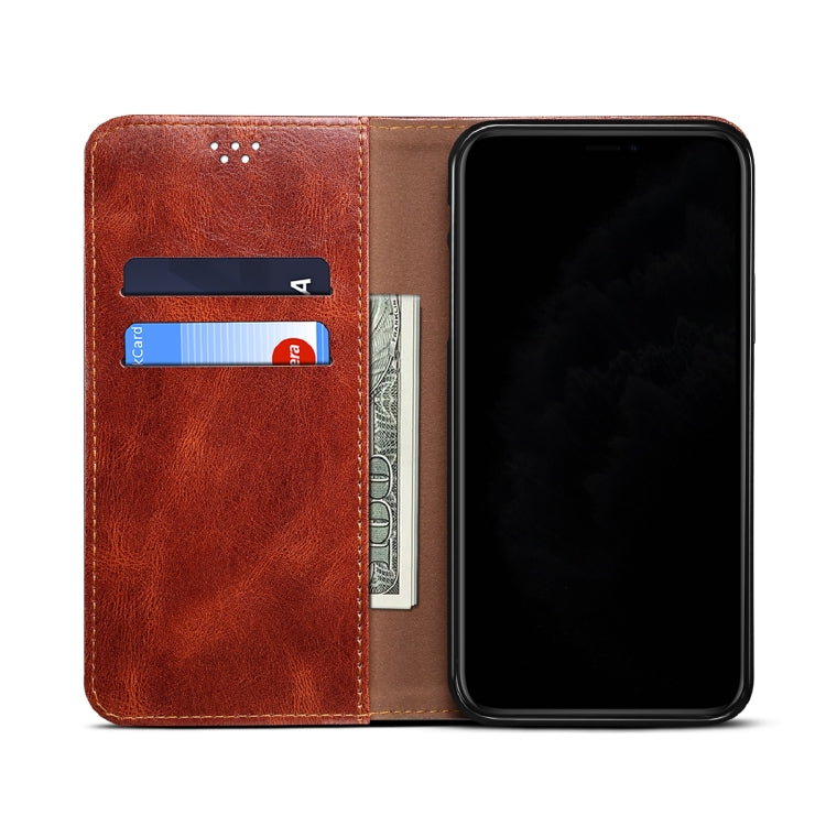 For Samsung Galaxy A12 5G Simple Wax Crazy Horse Texture Horizontal Flip Leather Case with Card Slots & Wallet(Brown) - Galaxy Phone Cases by buy2fix | Online Shopping UK | buy2fix