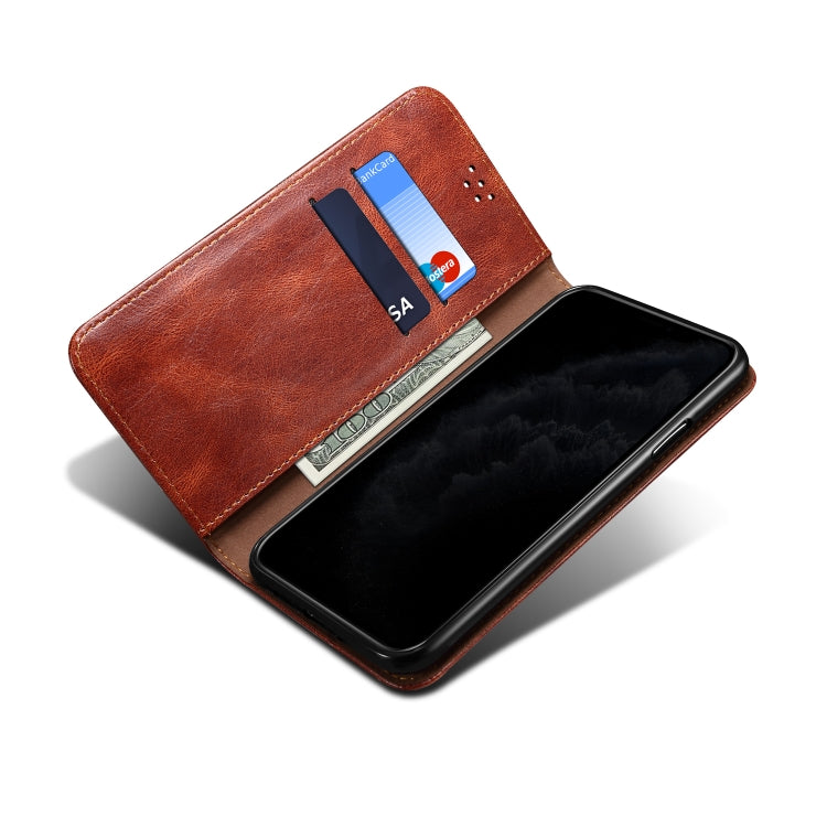 For Samsung Galaxy A12 5G Simple Wax Crazy Horse Texture Horizontal Flip Leather Case with Card Slots & Wallet(Brown) - Galaxy Phone Cases by buy2fix | Online Shopping UK | buy2fix