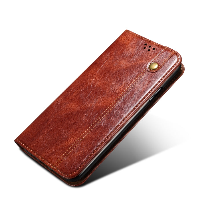 For Samsung Galaxy A12 5G Simple Wax Crazy Horse Texture Horizontal Flip Leather Case with Card Slots & Wallet(Brown) - Galaxy Phone Cases by buy2fix | Online Shopping UK | buy2fix