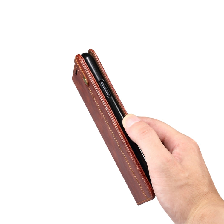 For Samsung Galaxy A12 5G Simple Wax Crazy Horse Texture Horizontal Flip Leather Case with Card Slots & Wallet(Brown) - Galaxy Phone Cases by buy2fix | Online Shopping UK | buy2fix