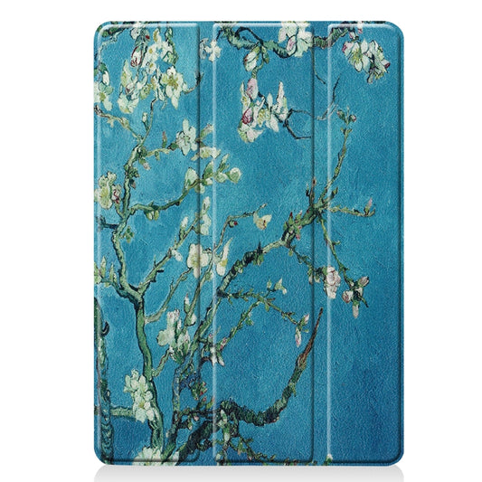 For iPad 10.2 2021 / 2020 / 2019 Colored Drawing Horizontal Flip Leather Case with Three-folding Holder & Sleep / Wake-up Function(Apricot Flower) by buy2fix