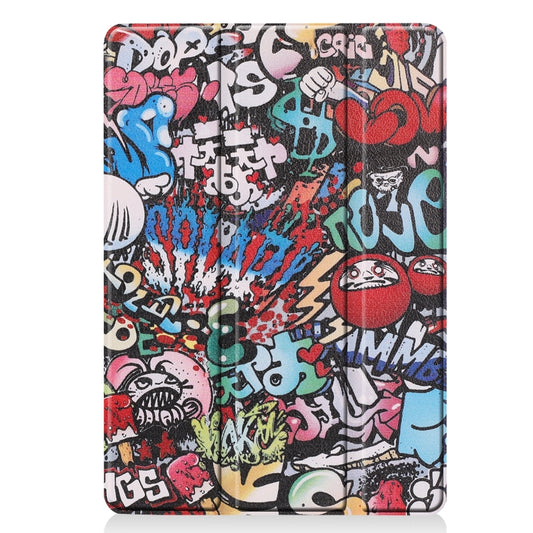 For iPad 10.2 2021 / 2020 / 2019 Colored Drawing Horizontal Flip Leather Case with Three-folding Holder & Sleep / Wake-up Function(Graffiti) by buy2fix