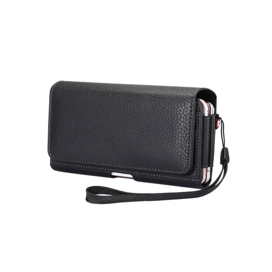 Litchi Texture Vertical Flip Thwartwise PU Leather Case / Waist Bag with Back Splint & Card Slots & 15cm Lanyard for 6.7 inch Phone Universal - Universal Leather Case by buy2fix | Online Shopping UK | buy2fix