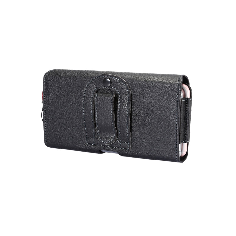 Litchi Texture Vertical Flip Thwartwise PU Leather Case / Waist Bag with Back Splint & Card Slots & 15cm Lanyard for 6.7 inch Phone Universal - Universal Leather Case by buy2fix | Online Shopping UK | buy2fix