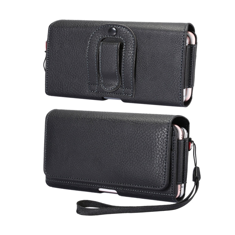Litchi Texture Vertical Flip Thwartwise PU Leather Case / Waist Bag with Back Splint & Card Slots & 15cm Lanyard for 6.7 inch Phone Universal - Universal Leather Case by buy2fix | Online Shopping UK | buy2fix