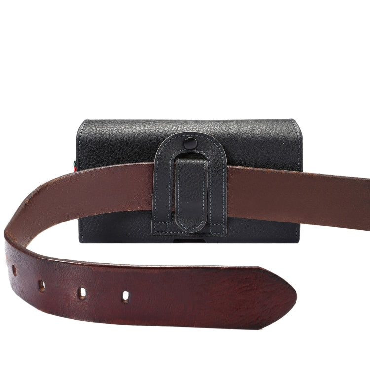 Litchi Texture Vertical Flip Thwartwise PU Leather Case / Waist Bag with Back Splint & Card Slots & 15cm Lanyard for 6.7 inch Phone Universal - Universal Leather Case by buy2fix | Online Shopping UK | buy2fix