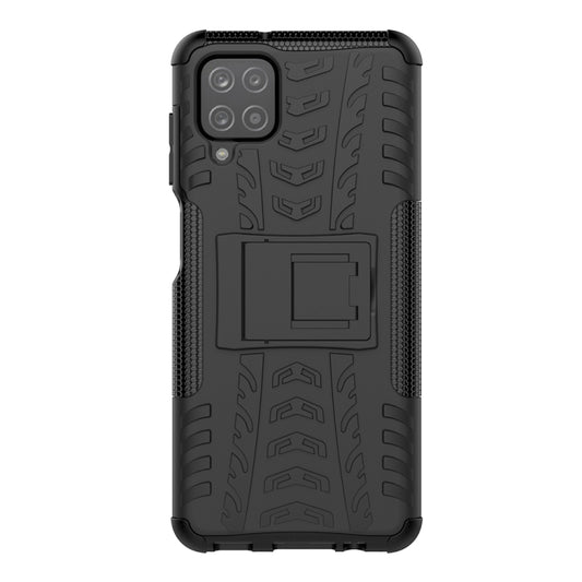 For Samsung Galaxy A12 5G Tire Texture Shockproof TPU+PC Protective Case with Holder(Black) by buy2fix