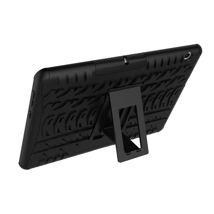 For Huawei MediaPad T3 10 Tire Texture Shockproof TPU+PC Protective Case with Holder(Black) by buy2fix