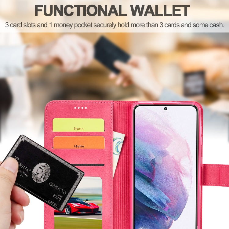 For Samsung Galaxy S21 5G LC.IMEEKE Calf Texture Horizontal Flip Leather Case with Holder & Card Slots & Wallet(Red) - Galaxy S21 5G Cases by LC.IMEEKE | Online Shopping UK | buy2fix