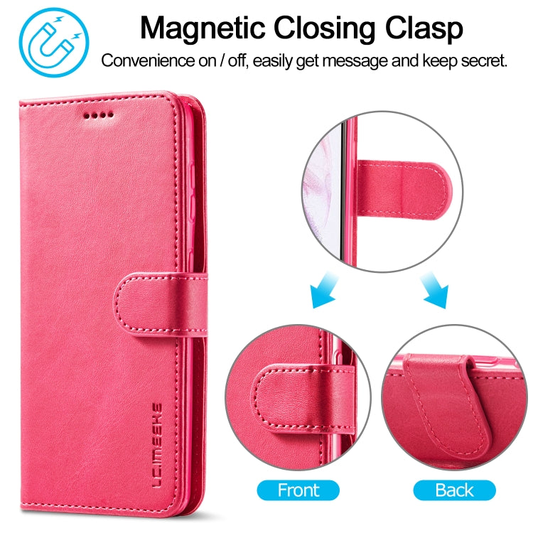 For Samsung Galaxy S21 5G LC.IMEEKE Calf Texture Horizontal Flip Leather Case with Holder & Card Slots & Wallet(Red) - Galaxy S21 5G Cases by LC.IMEEKE | Online Shopping UK | buy2fix
