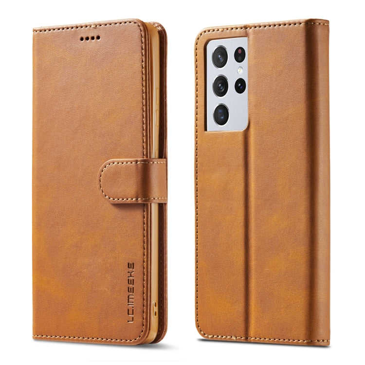 For Samsung Galaxy S21 Ultra 5G LC.IMEEKE Calf Texture Horizontal Flip Leather Case with Holder & Card Slots & Wallet(Yellow) - Galaxy S21 Ultra 5G Cases by LC.IMEEKE | Online Shopping UK | buy2fix