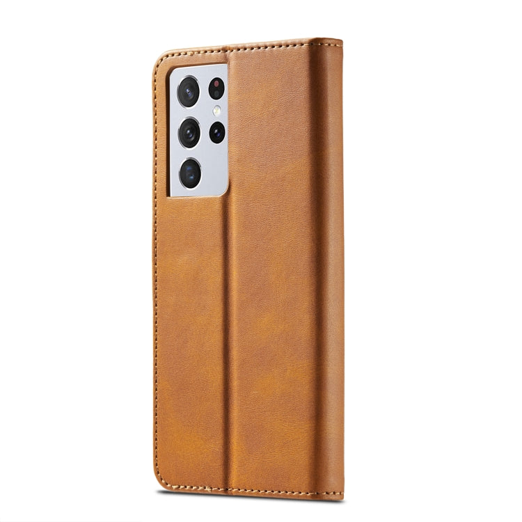 For Samsung Galaxy S21 Ultra 5G LC.IMEEKE Calf Texture Horizontal Flip Leather Case with Holder & Card Slots & Wallet(Yellow) - Galaxy S21 Ultra 5G Cases by LC.IMEEKE | Online Shopping UK | buy2fix