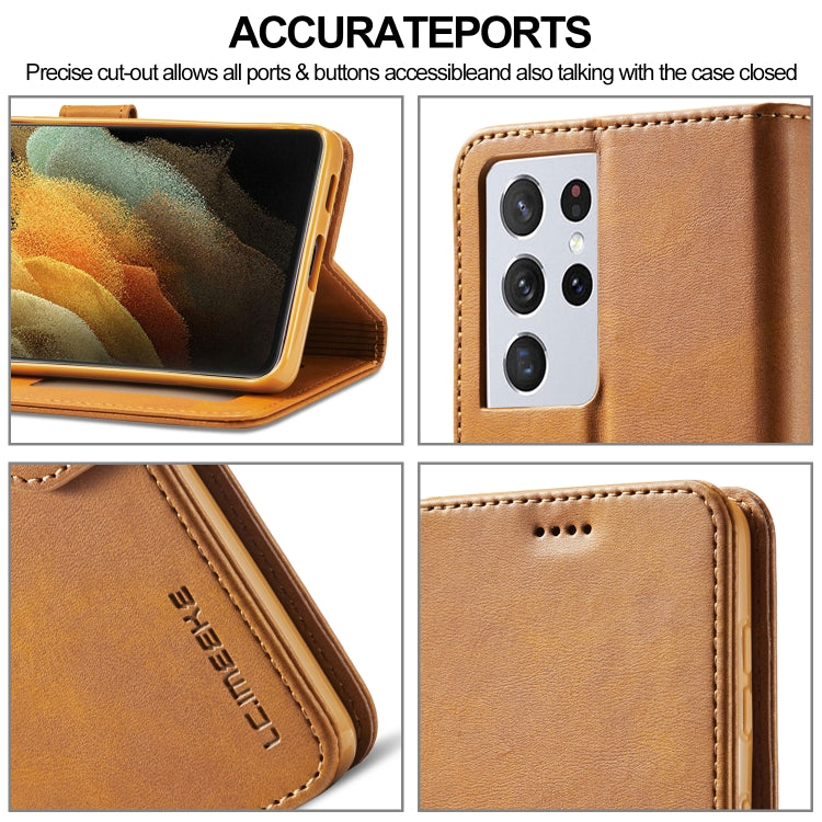 For Samsung Galaxy S21 Ultra 5G LC.IMEEKE Calf Texture Horizontal Flip Leather Case with Holder & Card Slots & Wallet(Yellow) - Galaxy S21 Ultra 5G Cases by LC.IMEEKE | Online Shopping UK | buy2fix