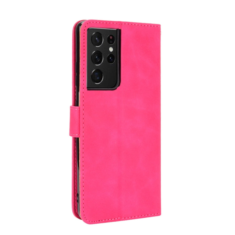 For Samsung Galaxy S21 Ultra 5G Solid Color Skin Feel Magnetic Buckle Horizontal Flip Calf Texture PU Leather Case with Holder & Card Slots & Wallet(Rose Red) - Galaxy S21 Ultra 5G Cases by buy2fix | Online Shopping UK | buy2fix