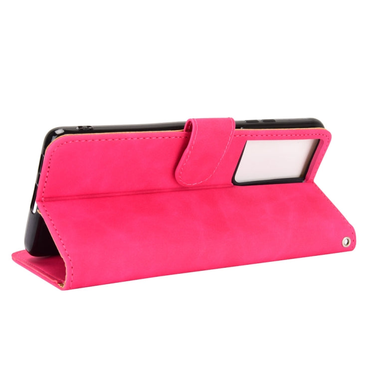 For Samsung Galaxy S21 Ultra 5G Solid Color Skin Feel Magnetic Buckle Horizontal Flip Calf Texture PU Leather Case with Holder & Card Slots & Wallet(Rose Red) - Galaxy S21 Ultra 5G Cases by buy2fix | Online Shopping UK | buy2fix
