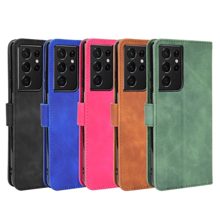 For Samsung Galaxy S21 Ultra 5G Solid Color Skin Feel Magnetic Buckle Horizontal Flip Calf Texture PU Leather Case with Holder & Card Slots & Wallet(Rose Red) - Galaxy S21 Ultra 5G Cases by buy2fix | Online Shopping UK | buy2fix