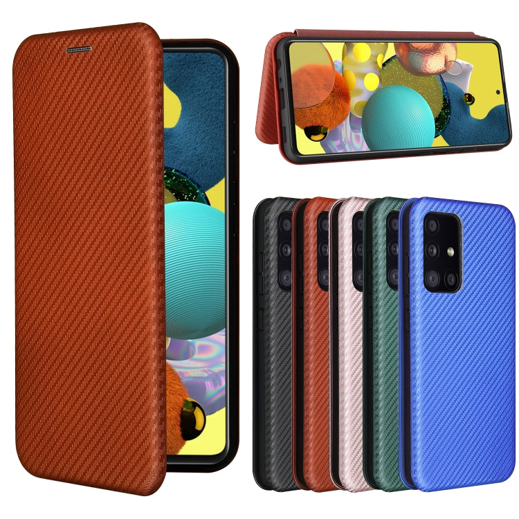 For Samsung Galaxy A52 5G / 4G Carbon Fiber Texture Horizontal Flip TPU + PC + PU Leather Case with Card Slot(Brown) by buy2fix