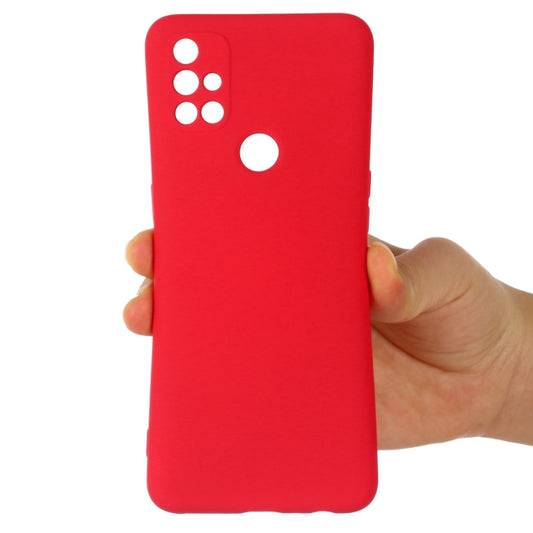 For OnePlus Nord N10 5G Pure Color Liquid Silicone Shockproof Full Coverage Case(Red) by buy2fix