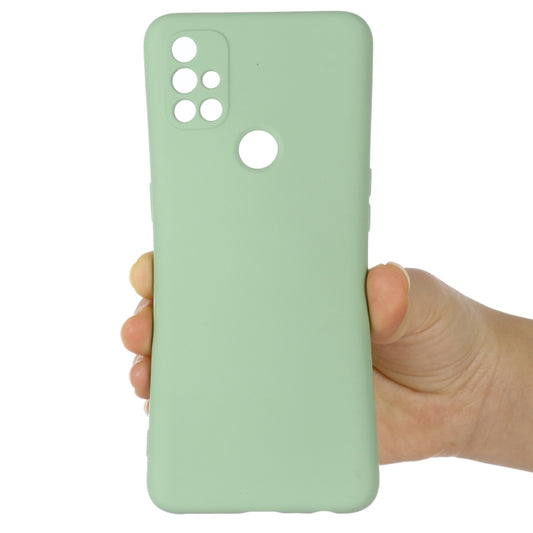 For OnePlus Nord N10 5G Pure Color Liquid Silicone Shockproof Full Coverage Case(Green) by buy2fix