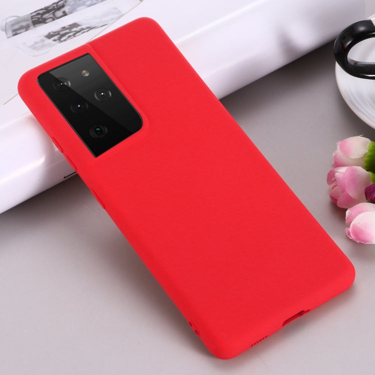 For Samsung Galaxy S21 Ultra 5G Pure Color Liquid Silicone Shockproof Full Coverage Case(Red) - Galaxy S21 Ultra 5G Cases by buy2fix | Online Shopping UK | buy2fix