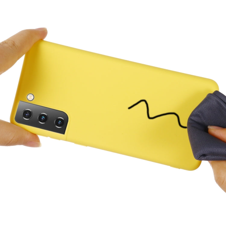 For Samsung Galaxy S21+ 5G Pure Color Liquid Silicone Shockproof Full Coverage Case(Yellow) - Galaxy S21+ 5G Cases by buy2fix | Online Shopping UK | buy2fix