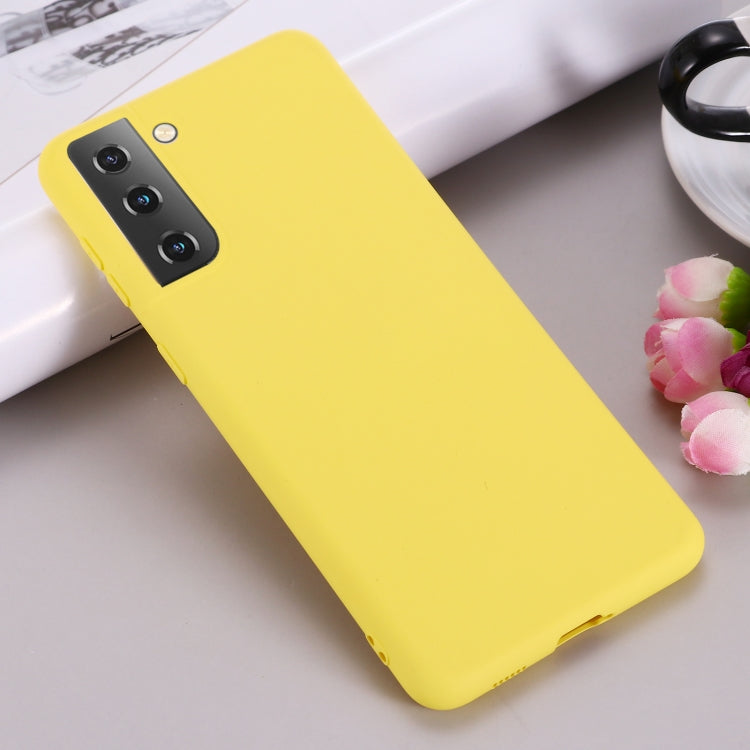 For Samsung Galaxy S21+ 5G Pure Color Liquid Silicone Shockproof Full Coverage Case(Yellow) - Galaxy S21+ 5G Cases by buy2fix | Online Shopping UK | buy2fix