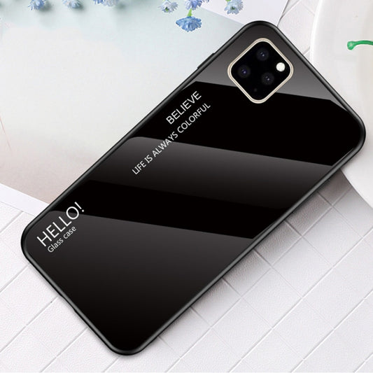For iPhone 11 Gradient Color Glass Case(Black) - iPhone 11 Cases by buy2fix | Online Shopping UK | buy2fix