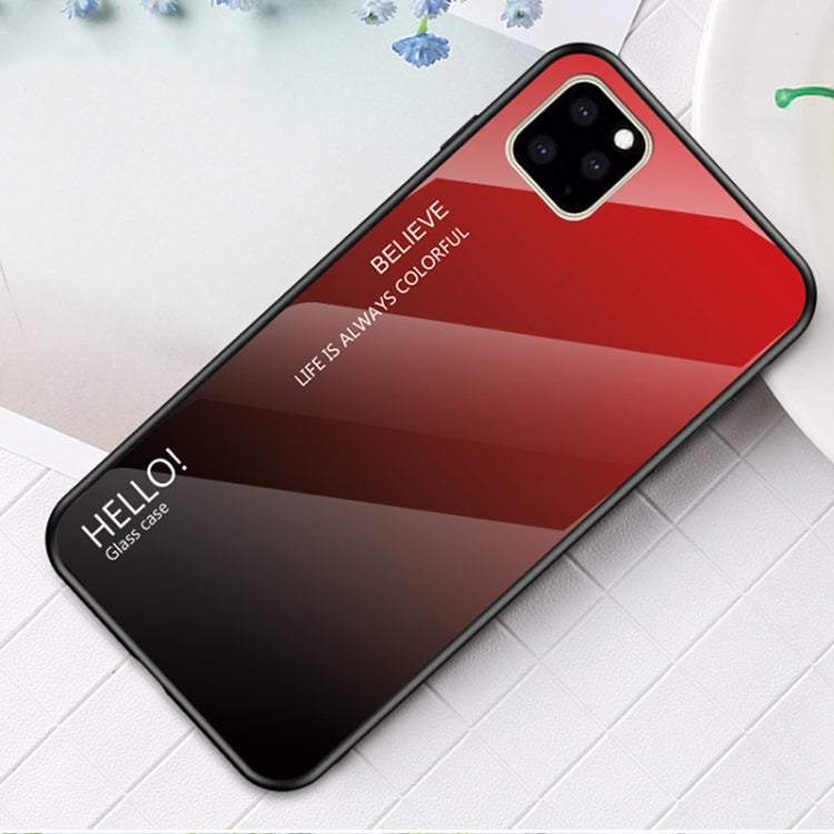 For iPhone 11 Gradient Color Glass Case(Red) - iPhone 11 Cases by buy2fix | Online Shopping UK | buy2fix