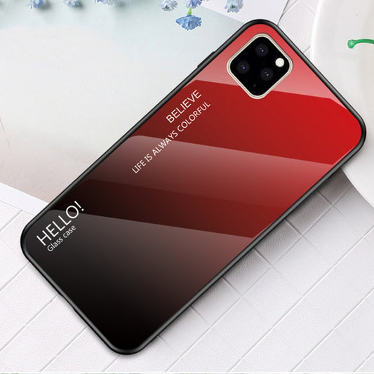 For iPhone 11 Gradient Color Glass Case(Red) by buy2fix