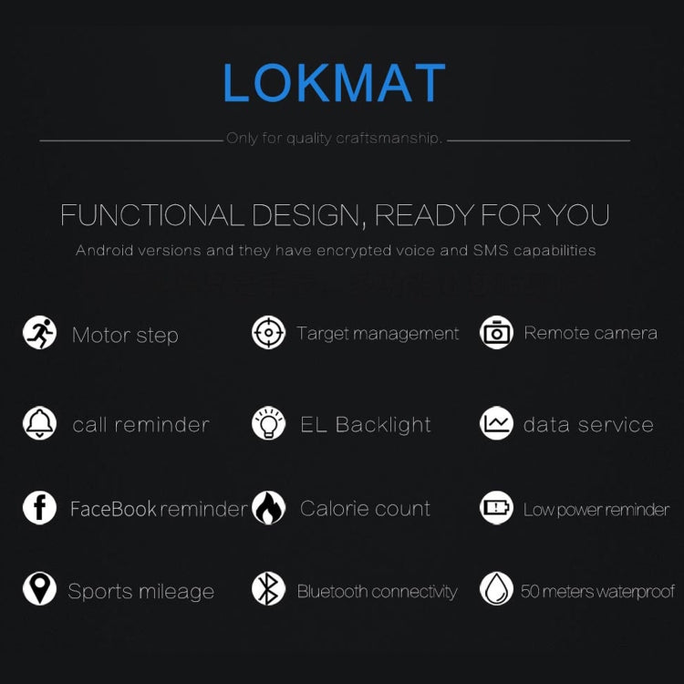 Lokmat MK16 LCD Screen 50m Waterproof Smart Watch, Support Information Reminder / Remote Camera / Walking Motion Monitor(Blue) - Smart Watches by Lokmat | Online Shopping UK | buy2fix