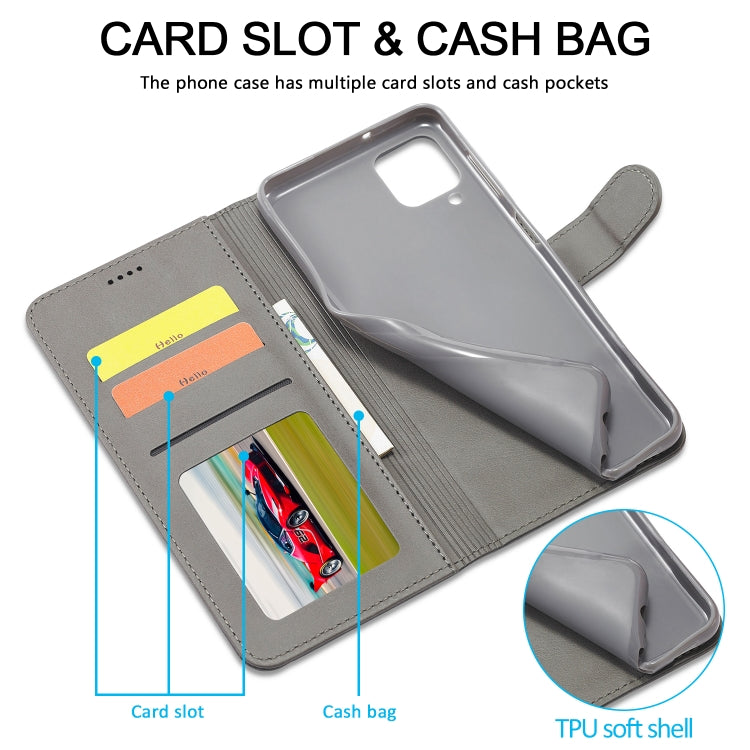 For Samsung Galaxy A12 LC.IMEEKE Calf Texture Horizontal Flip Leather Case, with Holder & Card Slots & Wallet & Photo Frame(Grey) - Galaxy Phone Cases by LC.IMEEKE | Online Shopping UK | buy2fix