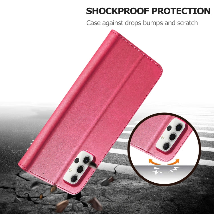 For Samsung Galaxy A32 5G LC.IMEEKE Calf Texture Horizontal Flip Leather Case, with Holder & Card Slots & Wallet & Photo Frame(Red) by LC.IMEEKE