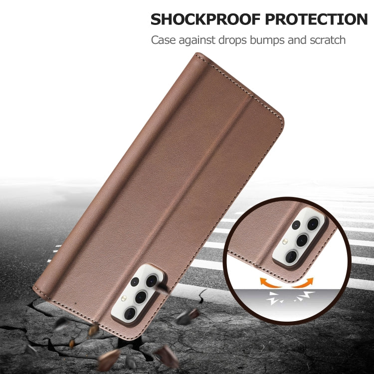 For Samsung Galaxy A32 5G LC.IMEEKE Calf Texture Horizontal Flip Leather Case, with Holder & Card Slots & Wallet & Photo Frame(Coffee) by LC.IMEEKE