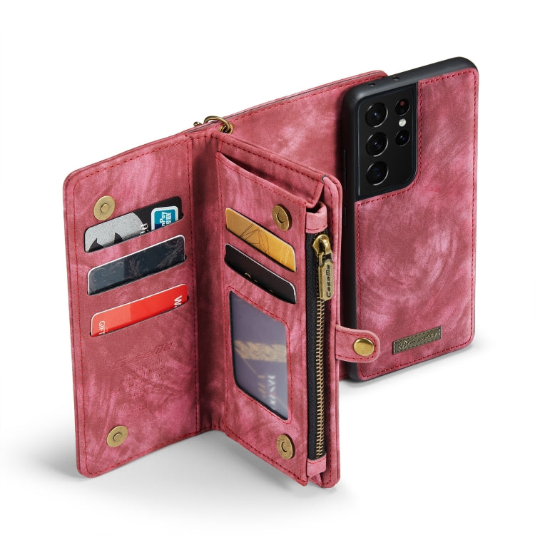 For Samsung Galaxy S21 Ultra 5G CaseMe Detachable Multifunctional Horizontal Flip Leather Case, with Card Slot & Holder & Zipper Wallet & Photo Frame(Red) - Galaxy S21 Ultra 5G Cases by CaseMe | Online Shopping UK | buy2fix