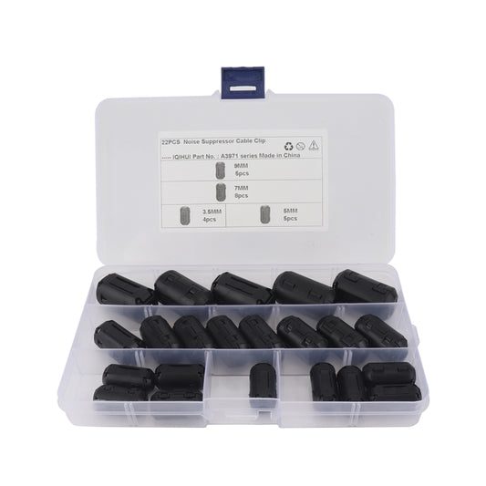 22 PCS / Pack 3.5mm/5mm/7mm/9mm Anti-interference Degaussing Ring Ferrite Ring Cable Clip Core Noise Suppressor Filter by buy2fix