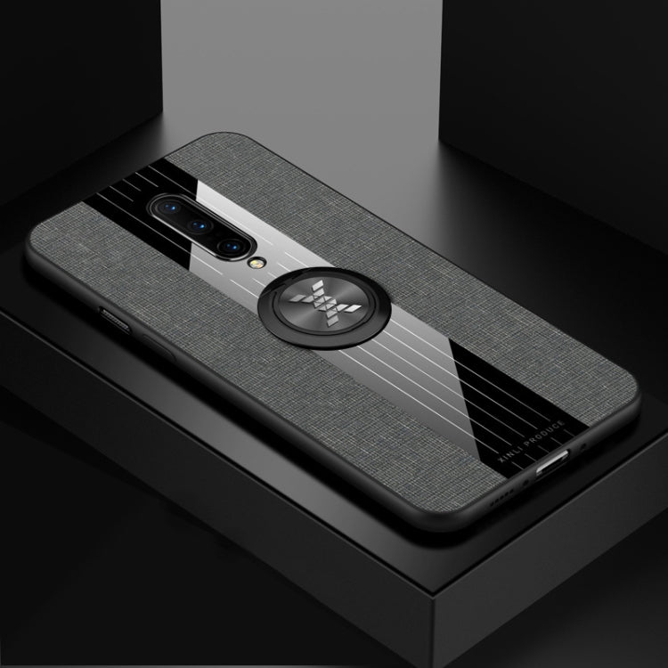 For OnePlus 7 Pro XINLI Stitching Cloth Texture Shockproof TPU Protective Case with Ring Holder(Grey) - OnePlus Cases by XINLI | Online Shopping UK | buy2fix