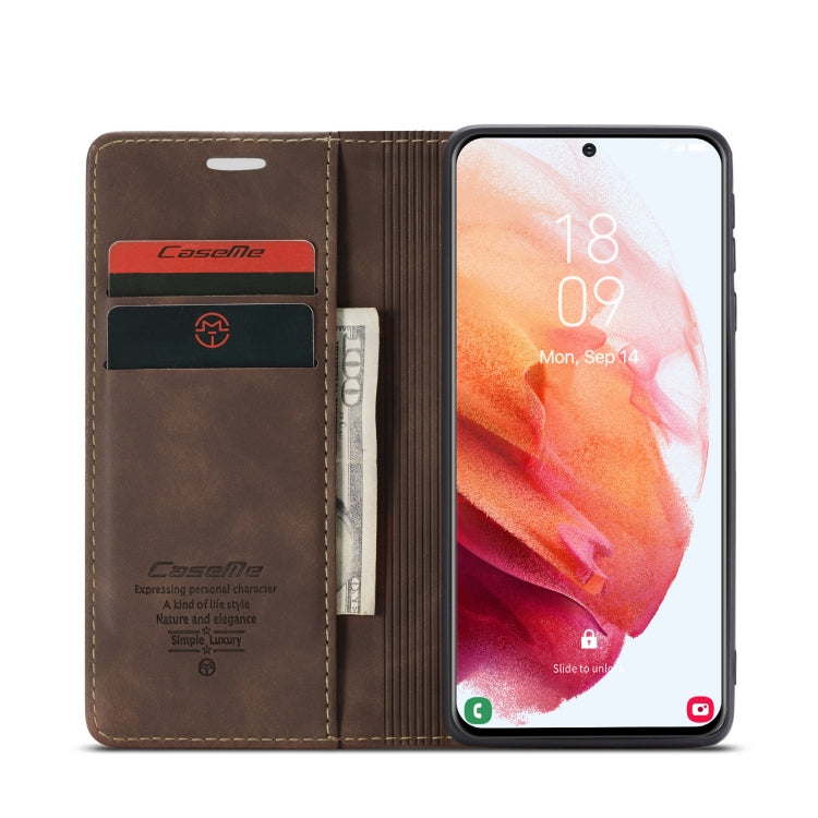 For Samsung Galaxy S21+ 5G CaseMe 013 Multifunctional Horizontal Flip Leather Case with Holder & Card Slot & Wallet(Coffee) - Galaxy S21+ 5G Cases by CaseMe | Online Shopping UK | buy2fix