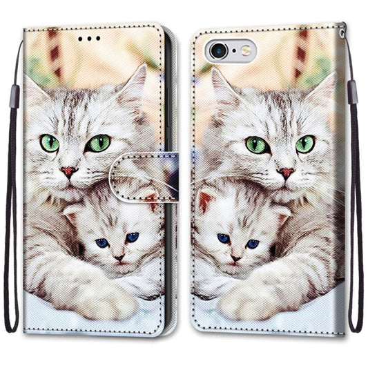 Coloured Drawing Cross Texture Horizontal Flip PU Leather Case with Holder & Card Slots & Wallet & Lanyard For iPhone 6 / 6s(Big Cat Holding Kitten) by buy2fix
