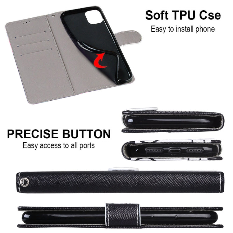 For iPhone SE 2022 / SE 2020 / 8 / 7 Coloured Drawing Cross Texture Horizontal Flip PU Leather Case with Holder & Card Slots & Wallet & Lanyard(Middle Finger White Cat) - iPhone SE 2022 / 2020 / 8 / 7 Cases by buy2fix | Online Shopping UK | buy2fix