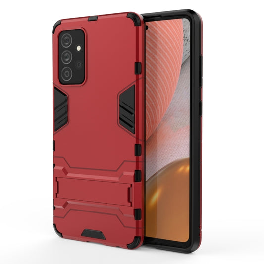 For Samsung Galaxy A72 5G(US Version) PC + TPU Shockproof Protective Case with Holder(Red) by buy2fix