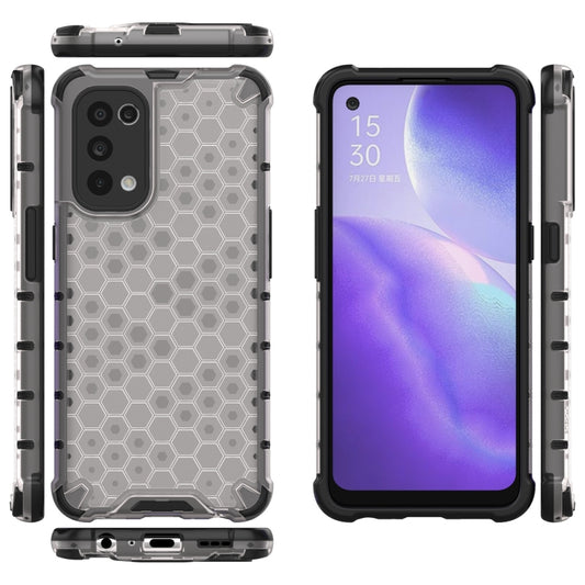 For Oppo Reno5 5G Shockproof Honeycomb PC + TPU Case(White) by buy2fix