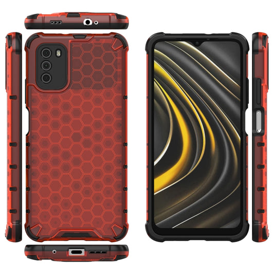For Xiaomi Poco M3 Shockproof Honeycomb PC + TPU Case(Red) by buy2fix
