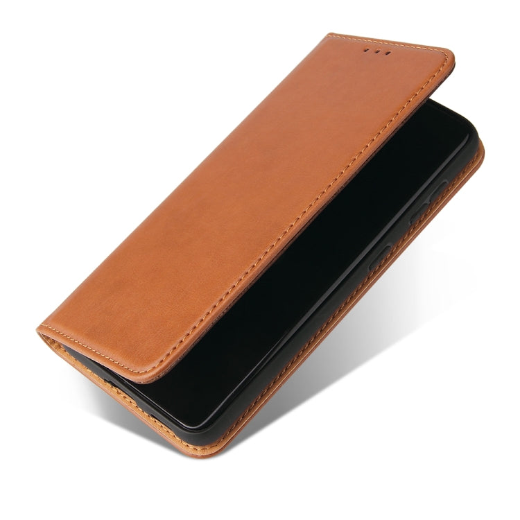 For Samsung Galaxy S21 5G Fierre Shann PU Genuine Leather Texture Horizontal Flip Leather Case with Holder & Card Slots & Wallet(Brown) - Galaxy S21 5G Cases by FIERRE SHANN | Online Shopping UK | buy2fix