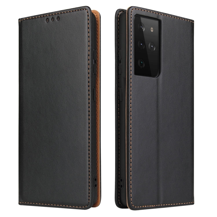 For Samsung Galaxy S21 Ultra 5G Fierre Shann PU Genuine Leather Texture Horizontal Flip Leather Case with Holder & Card Slots & Wallet(Black) - Galaxy S21 Ultra 5G Cases by FIERRE SHANN | Online Shopping UK | buy2fix