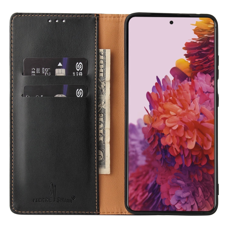 For Samsung Galaxy S21 Ultra 5G Fierre Shann PU Genuine Leather Texture Horizontal Flip Leather Case with Holder & Card Slots & Wallet(Black) - Galaxy S21 Ultra 5G Cases by FIERRE SHANN | Online Shopping UK | buy2fix