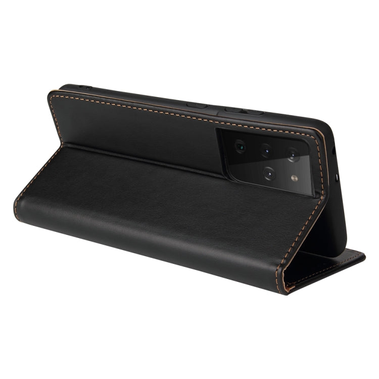 For Samsung Galaxy S21 Ultra 5G Fierre Shann PU Genuine Leather Texture Horizontal Flip Leather Case with Holder & Card Slots & Wallet(Black) - Galaxy S21 Ultra 5G Cases by FIERRE SHANN | Online Shopping UK | buy2fix