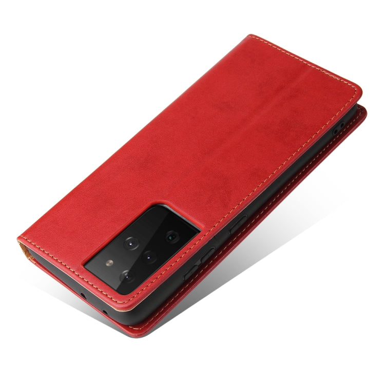 For Samsung Galaxy S21 Ultra 5G Fierre Shann PU Genuine Leather Texture Horizontal Flip Leather Case with Holder & Card Slots & Wallet(Red) - Galaxy S21 Ultra 5G Cases by FIERRE SHANN | Online Shopping UK | buy2fix